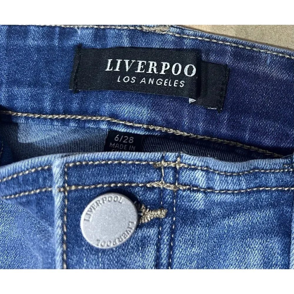 Liverpool Women Size 28 Jeans GiaGlider Crop Pull-On Fray Hem Stretch Alverston - Picture 5 of 14